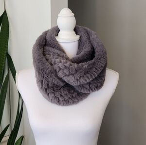Christian Siriano Gray Faux Fur Scarf